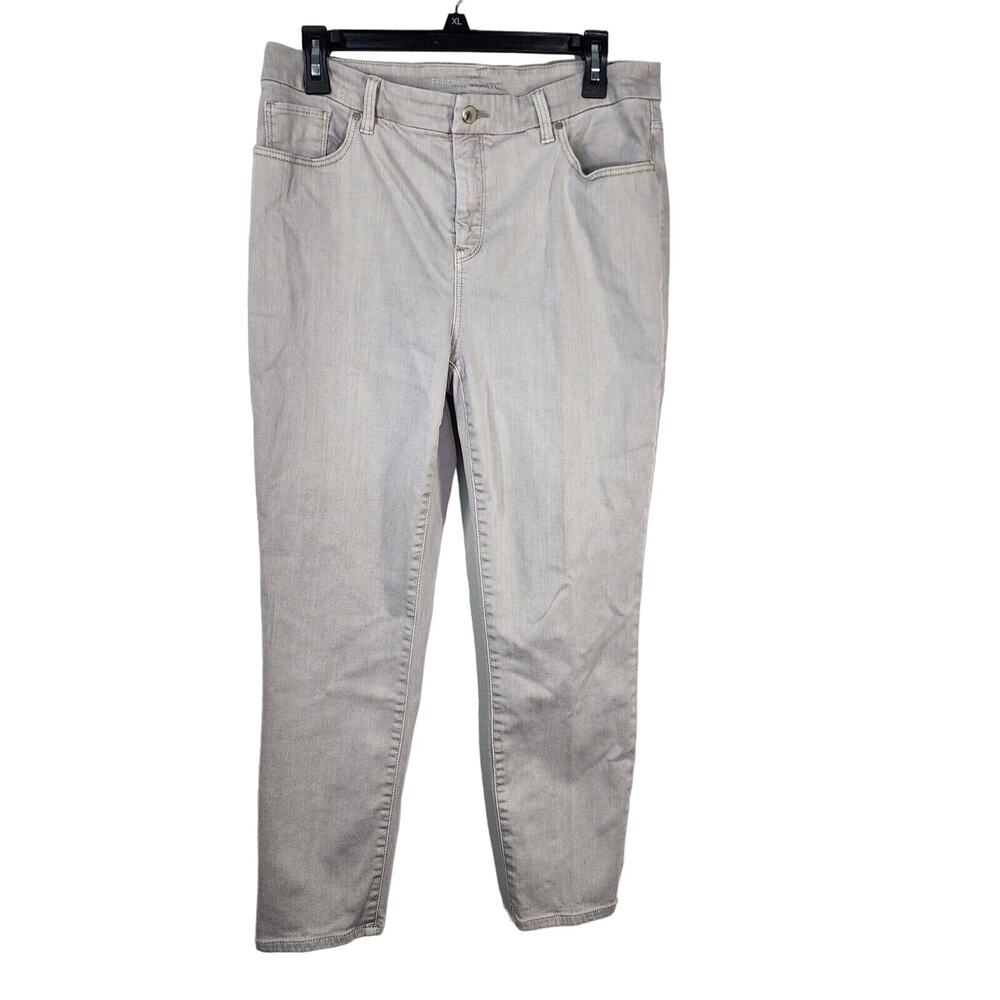 Chico's Womens Jeans Size 1.5 Medium 10 Ankle Perfect Stretch Gray Denim Pocket
